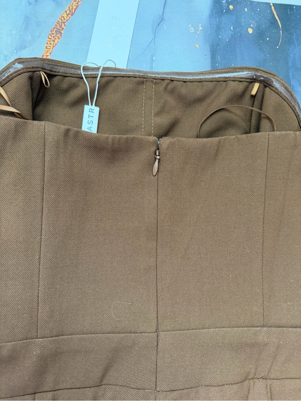 ASTR The Label Brown Strapless Wide Leg Jumpsuit Belted Women’s M NWT - Picture 11 of 13
